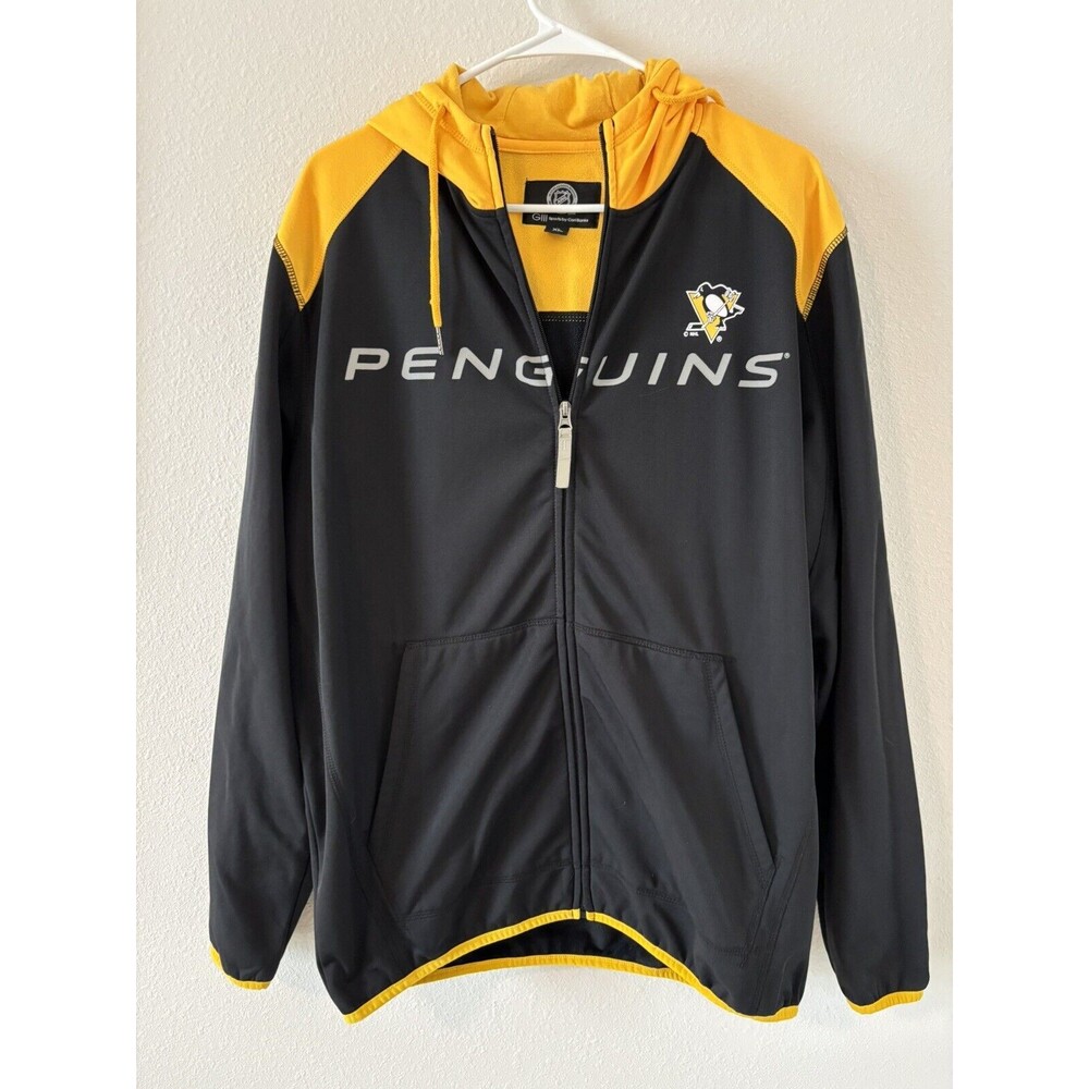 Pittsburgh Penguins Sweatshirt, Hoodie Zipper, Black And Yellow, Men’s Size XL